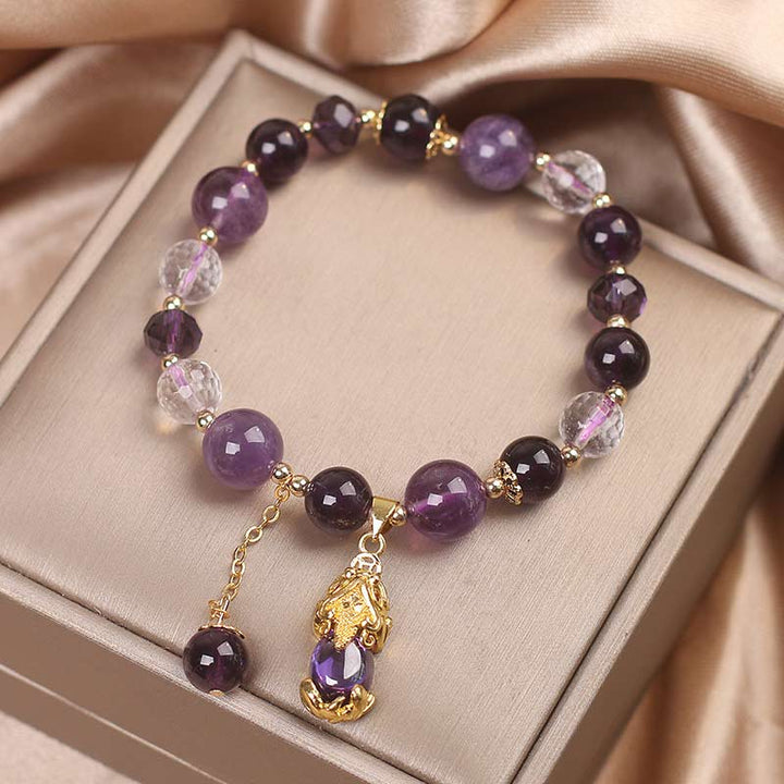 Buddha Stones Natürliches Amethyst PiXiu Heilarmband