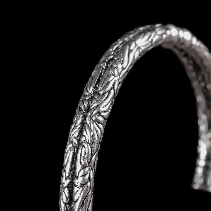 Blumen-Drachenmuster-Gravur-Balance-Manschettenarmband-Armreif