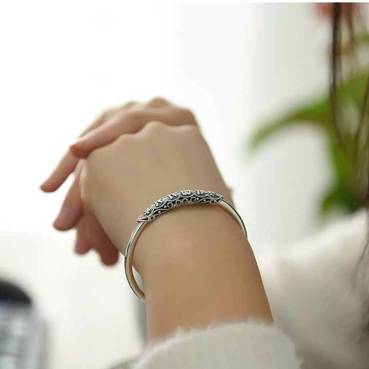 Armreif mit Buddha Stonesn, Om Mani Padme Hum, mit Gravur „Frieden“, Armreif