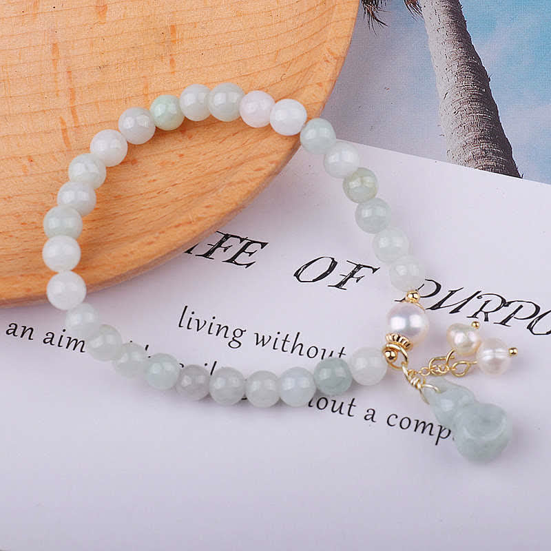 Armband mit Buddha Stonesn, natürlicher Jade, Perlenkürbis, Wohlstand, Glück
