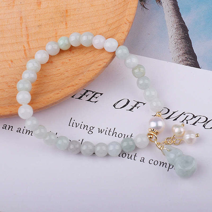Armband mit Buddha Stonesn, natürlicher Jade, Perlenkürbis, Wohlstand, Glück