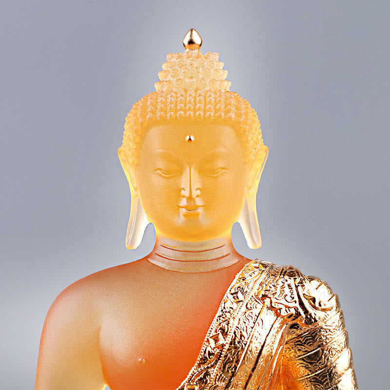 Buddha-Steine Buddha handgefertigte Figur Liuli Kunstwerk Gelassenheitsstatue Heimdekoration