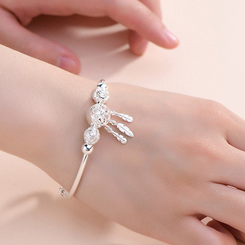 Tibetisches Weiß Kupfer-Segen-Traumfänger-Charm-Armband