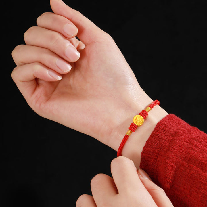 Buddha Stones Jahr des Drachen 999 Gold Tai Sui Amulett Big Dipper Luck Handgefertigtes Armband