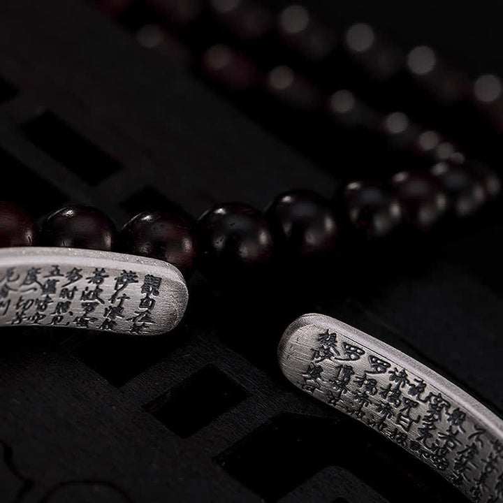 Buddha Stones 999 Sterling Silber Sechs wahre Worte Herz Sutra Schutz Armband Armreif