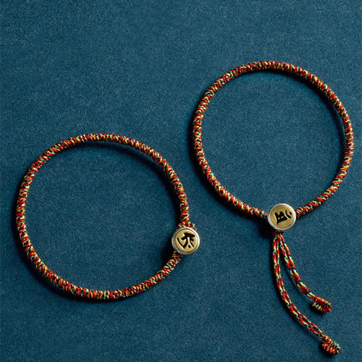 Buddha Stones, handgefertigt, 925er-Sterlingsilber, chinesisches Sternzeichen, Natal-Buddha-Schutz, buntes Seil-Armband