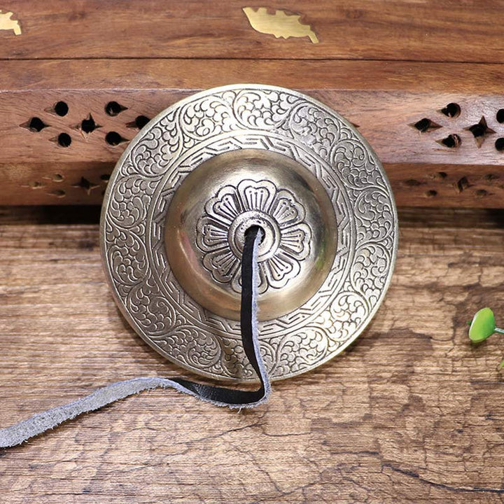 Tibetische Tingsha-Glocke, verheißungsvolle Wolke, sechs wahre Worte, Kupfer-Reichtumsdekoration