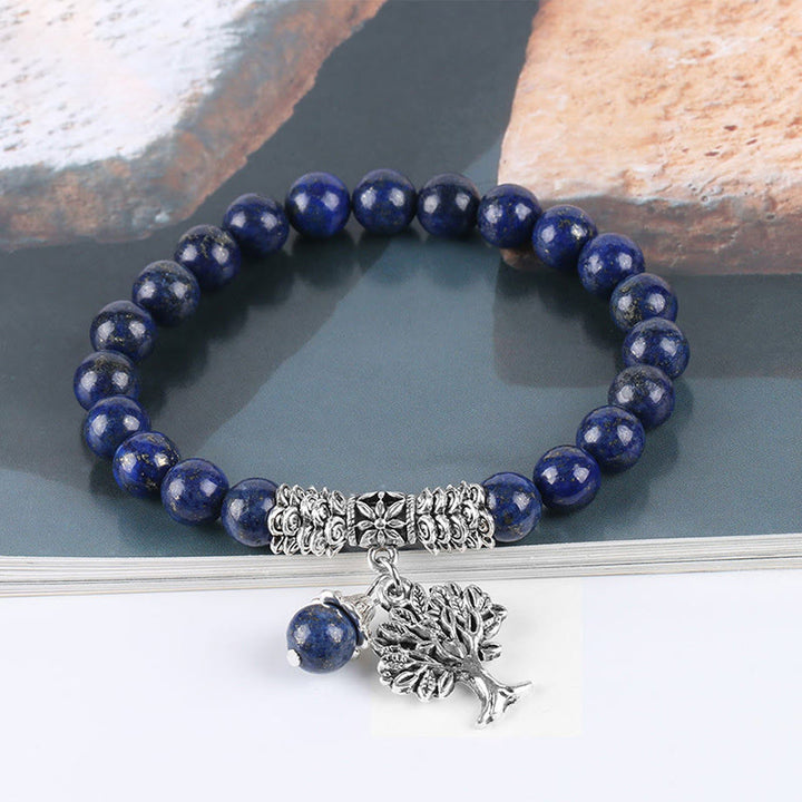 Buddha Stones, natürlicher Edelstein, Baum des Lebens, Glücksbringer, Stretch-Armband