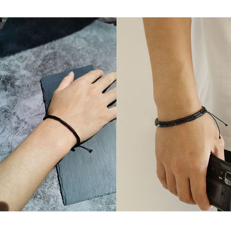 Buddha Stones Schwarzes Onyxperlen-Stützschutzarmband