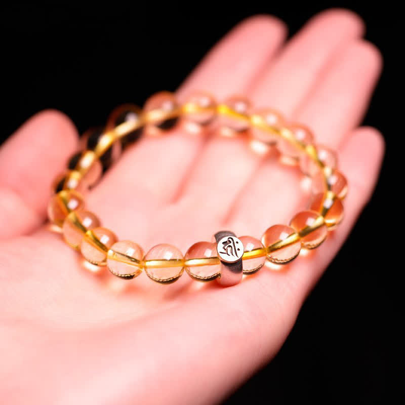 925 Sterling Silber Chinesisches Sternzeichen Natal Buddha Citrin Schutzarmband