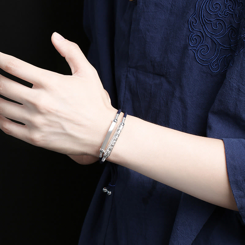 Buddha Stones 999 Sterling Silber Handgefertigtes Om Mani Padme Hum Peace geflochtenes Armband