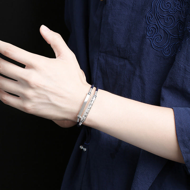 Buddha Stones 999 Sterling Silber Handgefertigtes Om Mani Padme Hum Peace geflochtenes Armband