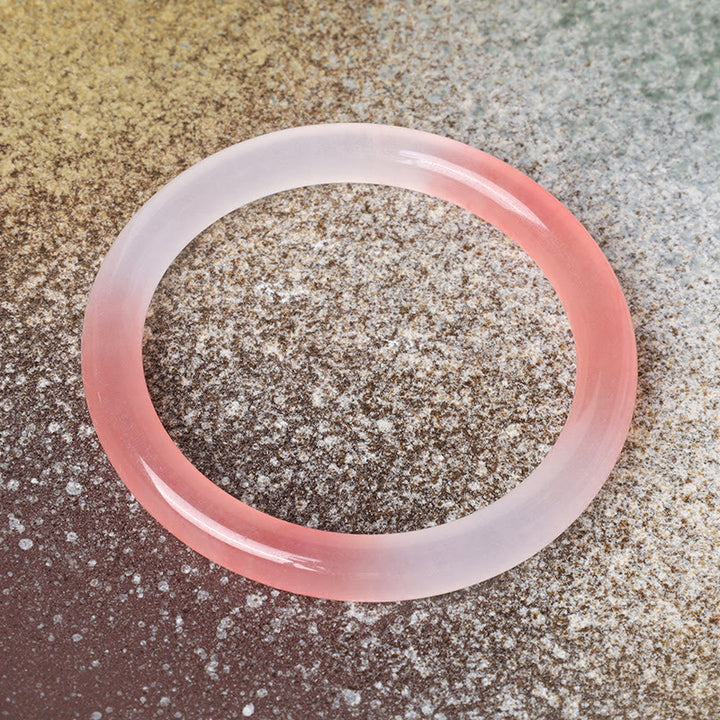 Buddha Stones Pink Golden Silk Jade Reichtum Armband Armreif