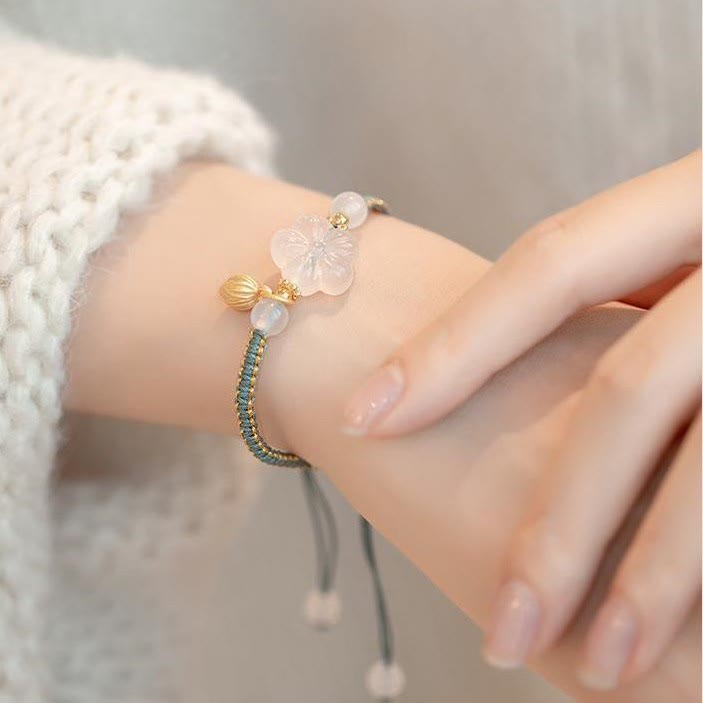 Armband mit Buddha Stonesn, rotem Achat, Jade, Lotus, Vertrauen, Ruhe