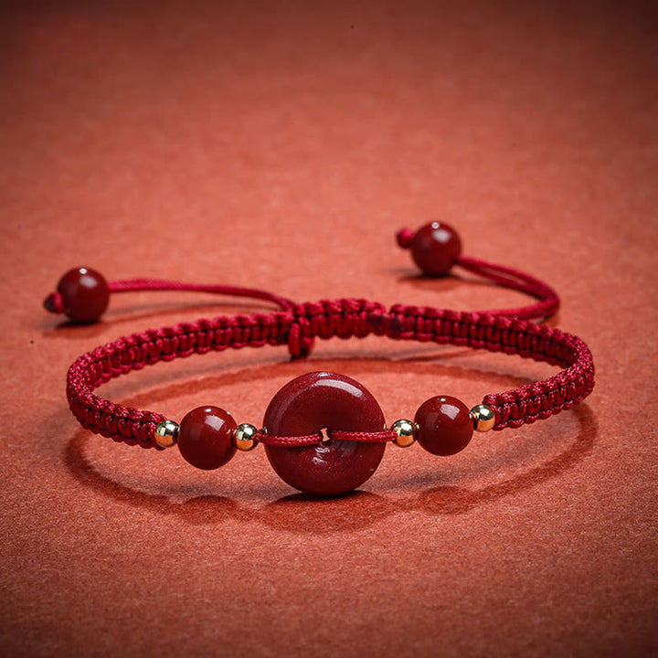 Armband mit Buddha Stonesn, natürlichem Zinnober, Friedensschnalle, Segen