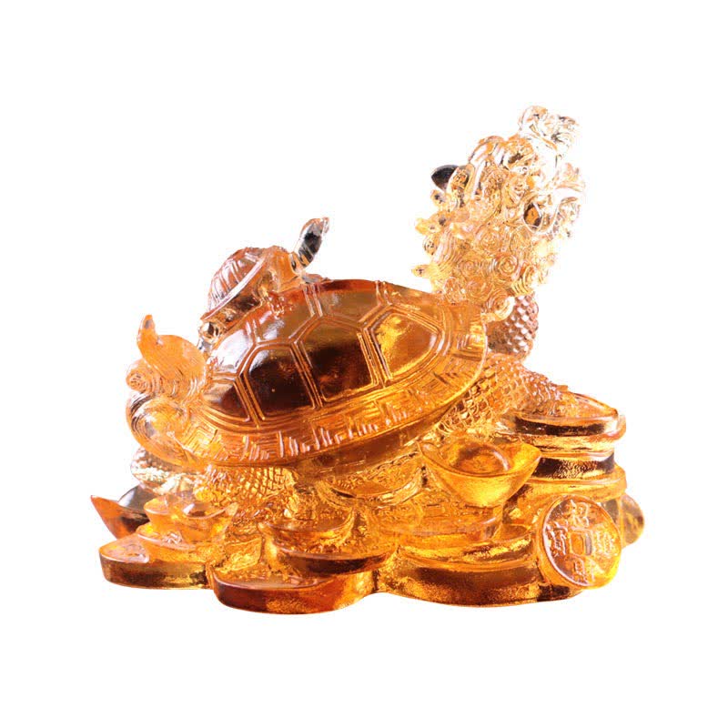 Buddha Stones, Feng Shui, Drache, Schildkröte, Münzen, handgefertigt, Liuli-Kristall, Glückskunst, Dekoration für Zuhause und Büro