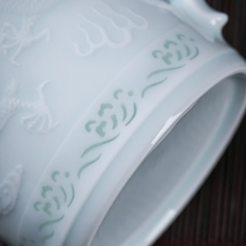 Buddha Stones Jingdezhen Linglong Porzellan Auspicious Dragon Phoenix Boat Smooth Sailing Keramik Teetasse Büro Teetassen 420 ml
