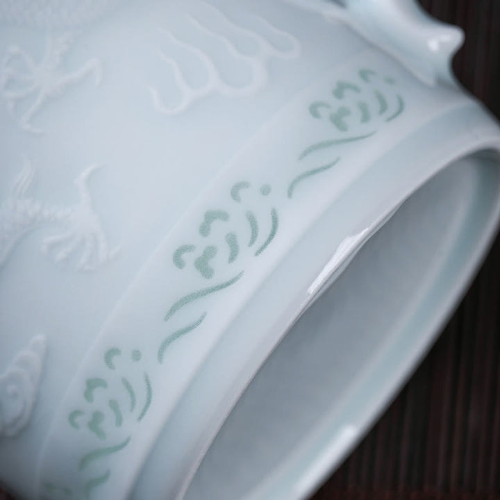 Buddha Stones Jingdezhen Linglong Porzellan Auspicious Dragon Phoenix Boat Smooth Sailing Keramik Teetasse Büro Teetassen 420 ml