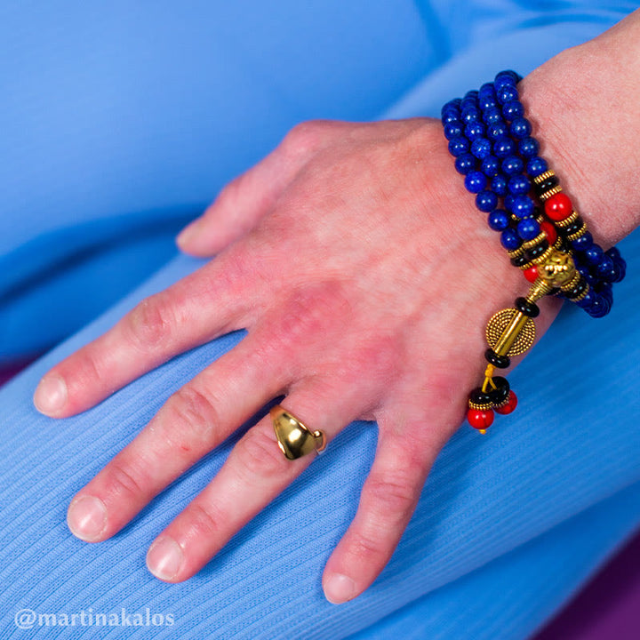 Buddha Stones Tibetisches Mala Lapislazuli Positives Armband