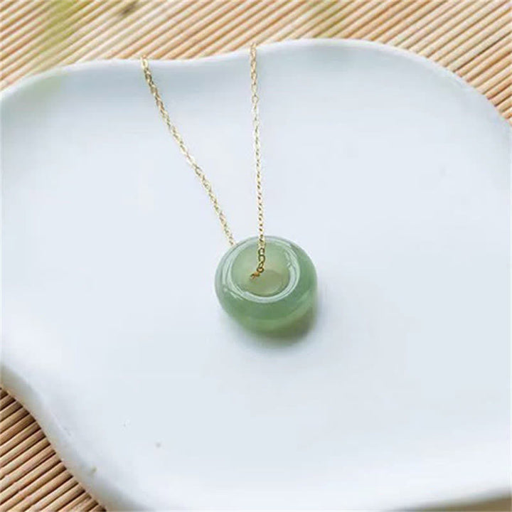 Buddha Stones, Peace-Schnalle, Jade-Überfluss, Kupfer-Halskettenanhänger