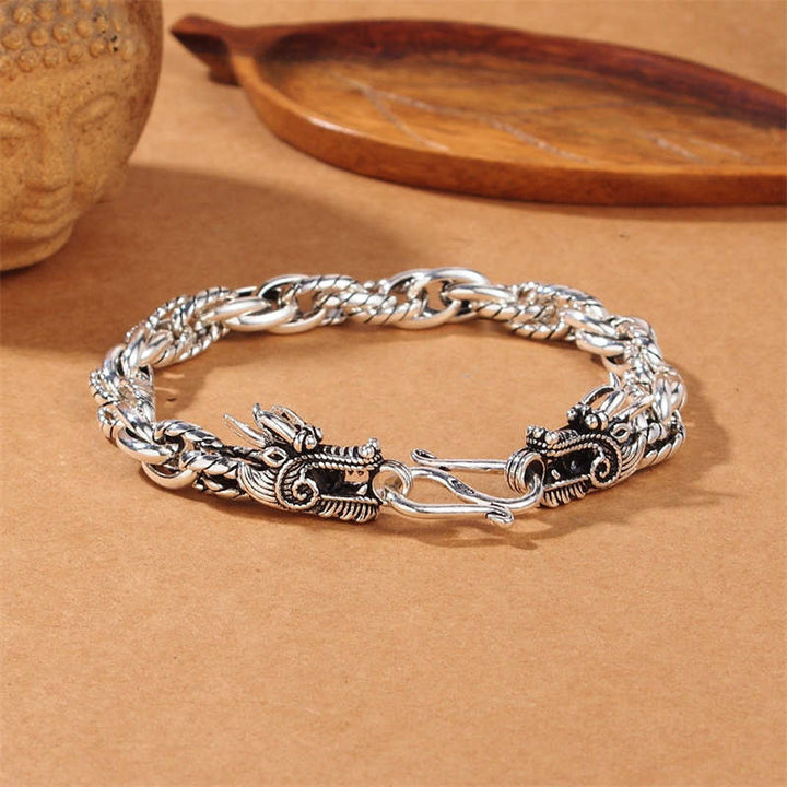 Buddha Stones 925 Sterling Silber Drachen-Glücksschutz-Armband