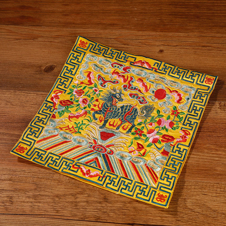 Buddha Stones, Kranich, Phönix, Drache, Kirin, bestickt, Tassenunterlage, Teetasse, Untersetzer, quadratisch, Kung-Fu-Teematte