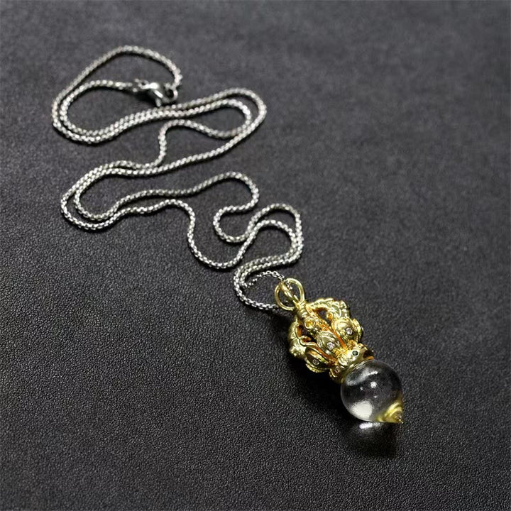 Buddha Stones, tibetischer Dorje Vajra, 4 Zinken, Lotus-Liuli-Kristall, Stärke-Halsketten-Anhänger