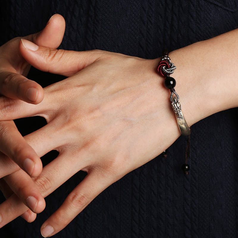 Handgefertigtes geflochtenes Armband aus 925er-Sterlingsilber mit Buddha Stonesn