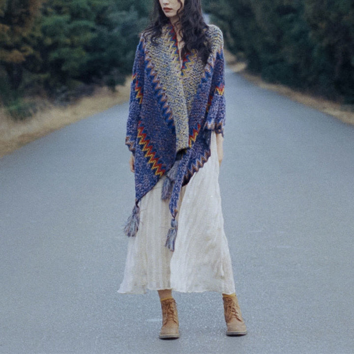 Tibetischer Schal mit Buddha Stonesn, weich, warm, Strickmantel, Winter, tibetischer Quastenschal