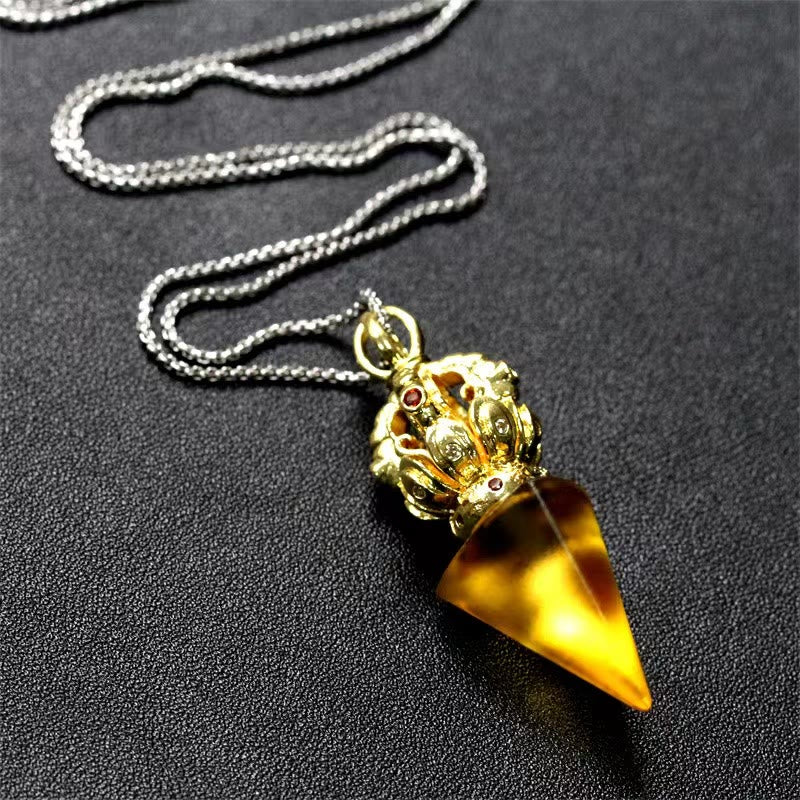 Buddha Stones, tibetischer Dorje Vajra, 4 Zinken, Lotus-Liuli-Kristall, Stärke-Halsketten-Anhänger