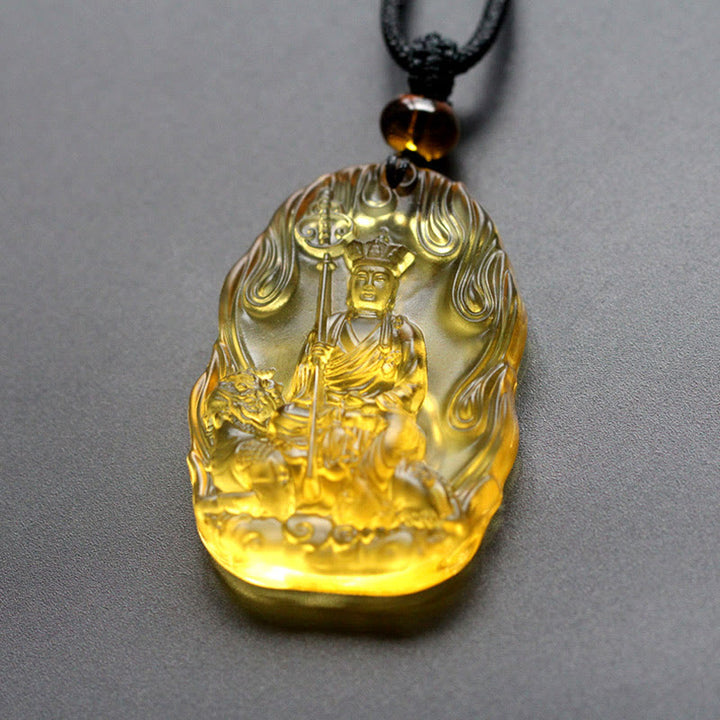 Buddha Stones Ksitigarbha Buddha Liuli Kristall Serenity Amulett Halskette Anhänger