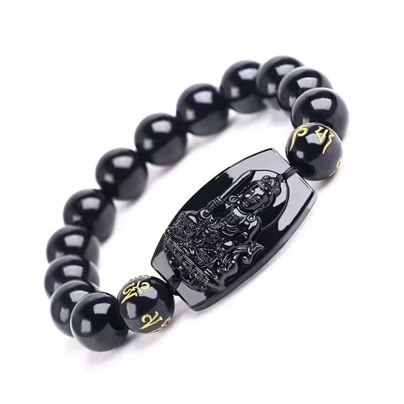 Buddha Stones Chinesisches Sternzeichen-Obsidian-Schutzarmband