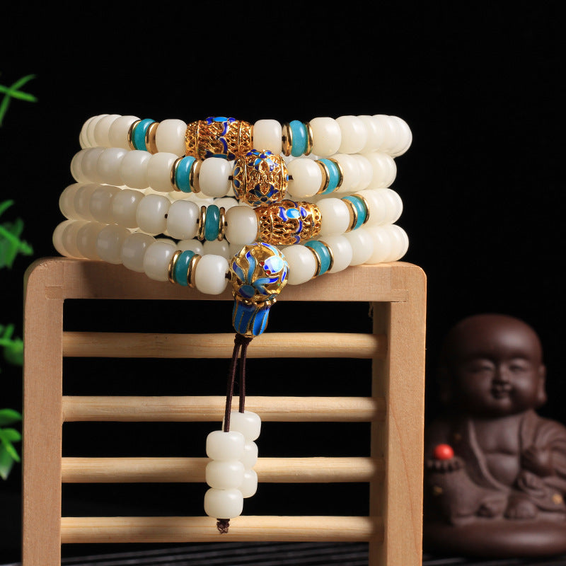 Buddha Stones Natürliches Weiß Bodhi-Samen-Mala-Armband mit 108 Perlen