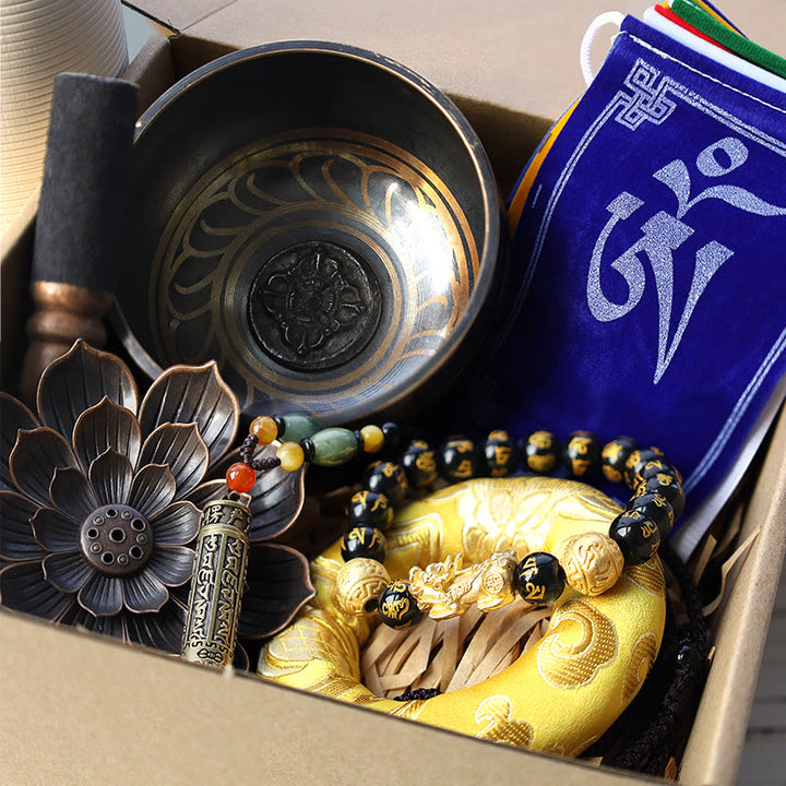 Buddha-Stein, tibetisches Om Mani Padme Hum-Geschenkpaket