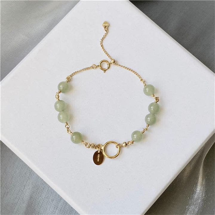 Buddha Stones Einzigartiges Glücksperlenarmband aus natürlicher Hetian-Jade mit 14-karätigem Gold gefüllt