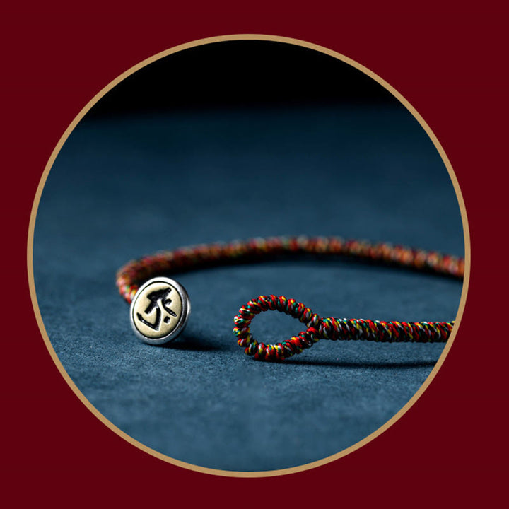 Buddha Stones, handgefertigt, 925er-Sterlingsilber, chinesisches Sternzeichen, Natal-Buddha-Schutz, buntes Seil-Armband