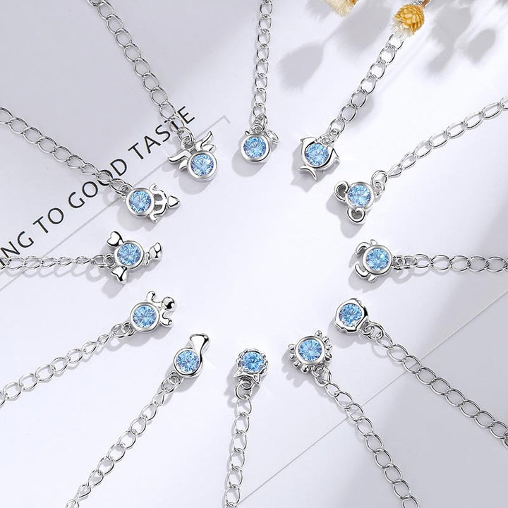 Buddha Stones 925 versilbertes Kupfer 12 Sternzeichen-Charm-Armband