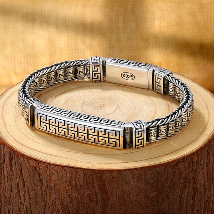 Buddha Stones Vintage Lines Pattern Balance Drehbares Armband