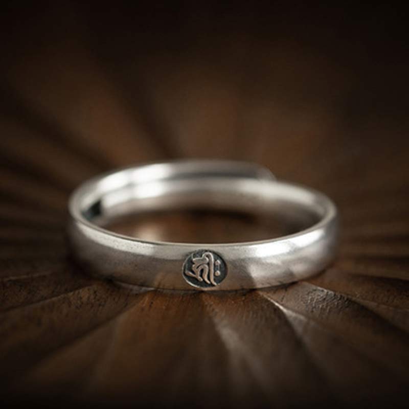 Buddha Stones 925 Sterling Silber Chinesischer Sternzeichen Natal Buddha Segen Paar Ring