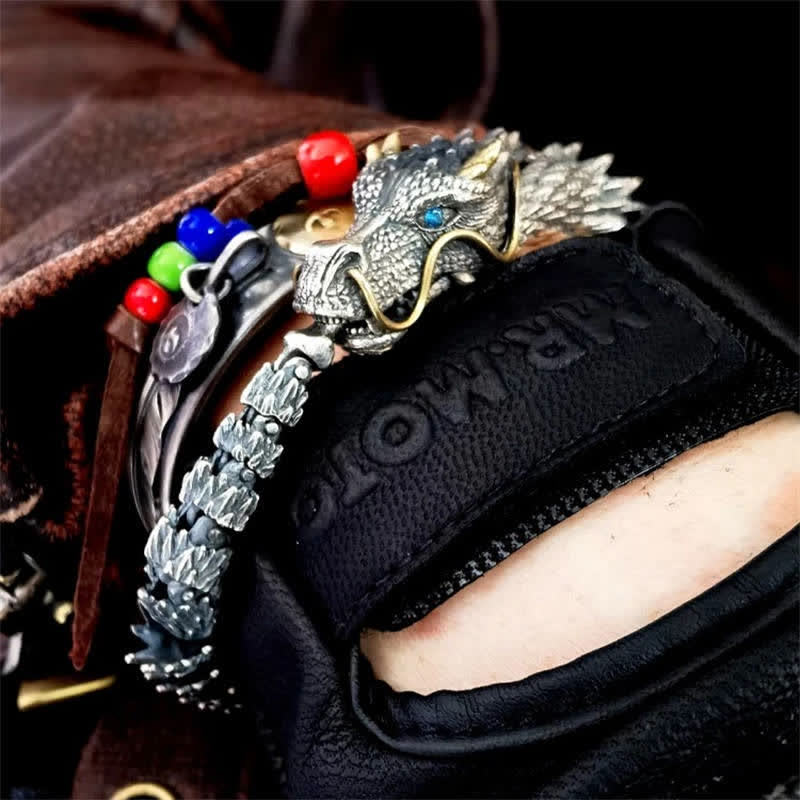 Buddha Stones Nordischer Drache, handgefertigtes Amulett, Glücksschutz, Kettenarmband