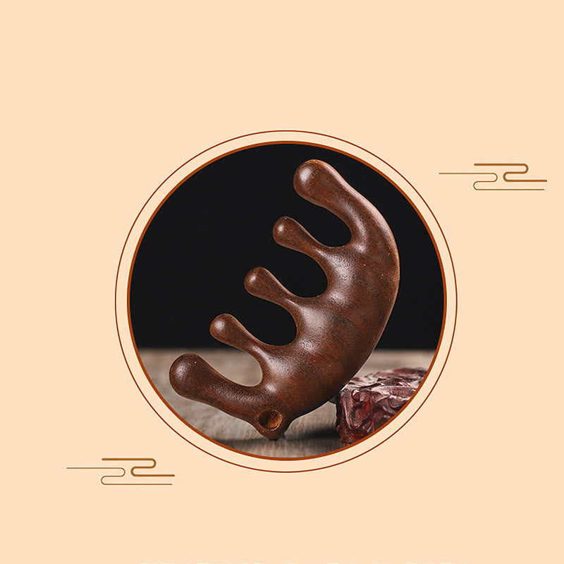 Schlichter, beruhigender Quasten-Massagekamm aus grünem Sandelholz