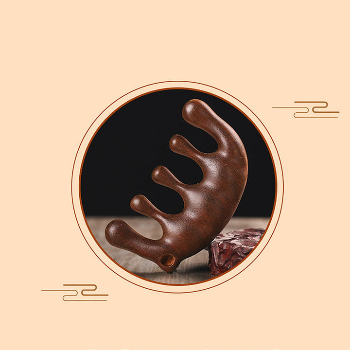 Schlichter, beruhigender Quasten-Massagekamm aus grünem Sandelholz