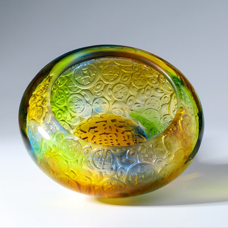 Handgefertigte Liuli Kristall-Schatzschale, Barren, Kunststück, Heimdekoration