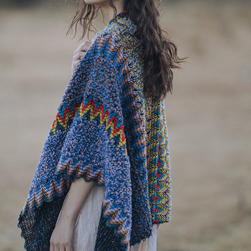 Tibetischer Schal mit Buddha Stonesn, weich, warm, Strickmantel, Winter, tibetischer Quastenschal