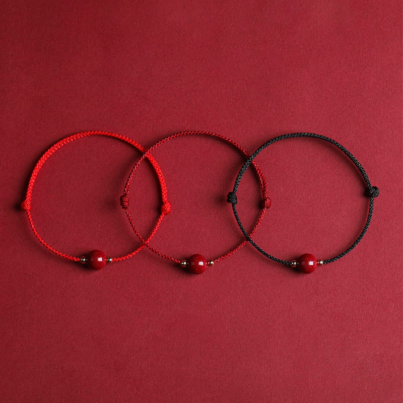 Buddha Stones Natural Lucky Cinnabar Bead Blessing String Armband Fußkettchen
