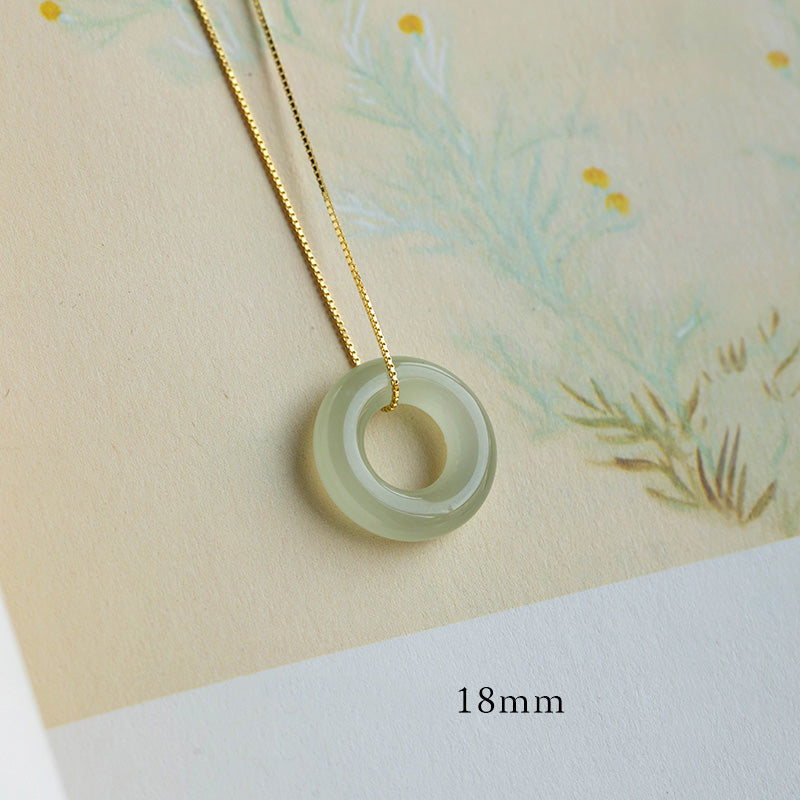 Halsketten-Anhänger mit Buddha Stonesn, natürlicher, runder Jade, Friedensschnalle, Glück, Fülle