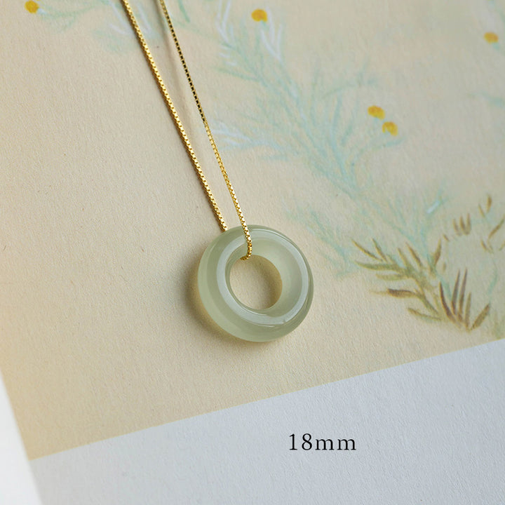 Halsketten-Anhänger mit Buddha Stonesn, natürlicher, runder Jade, Friedensschnalle, Glück, Fülle