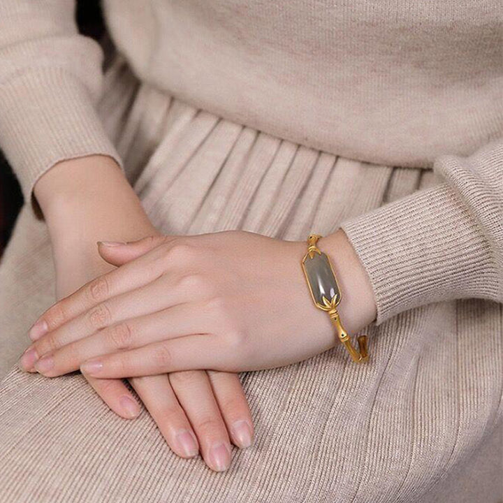 Buddha Stones 925 Sterling Silber Weiß Jade Glücksarmband Verstellbarer Armreif