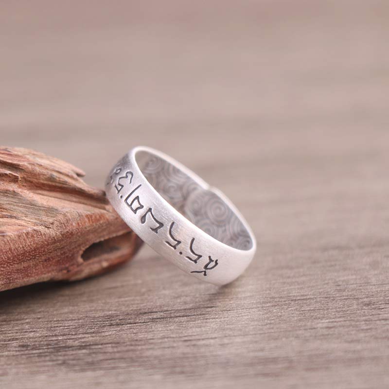 Buddha Stones 999 Sterling Silber Lotus-Elefant-Segen-Ring mit sechs wahren Worten