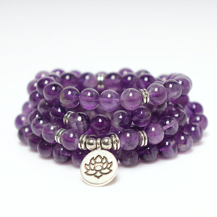 Buddha Stones Natürliches Amethyst-Reinigungs-Mala-Armband
